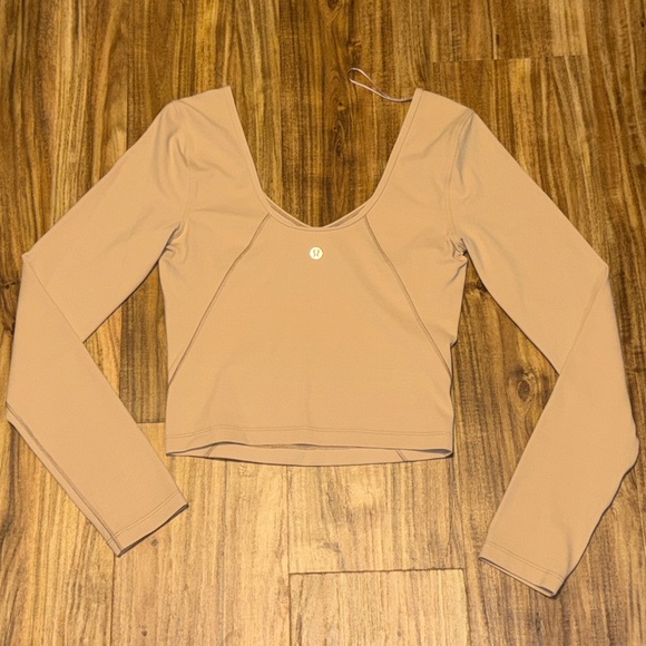 Lululemon women 0 xs top shirt align long sleeve seamless weightless tan workout - Picture 5 of 8